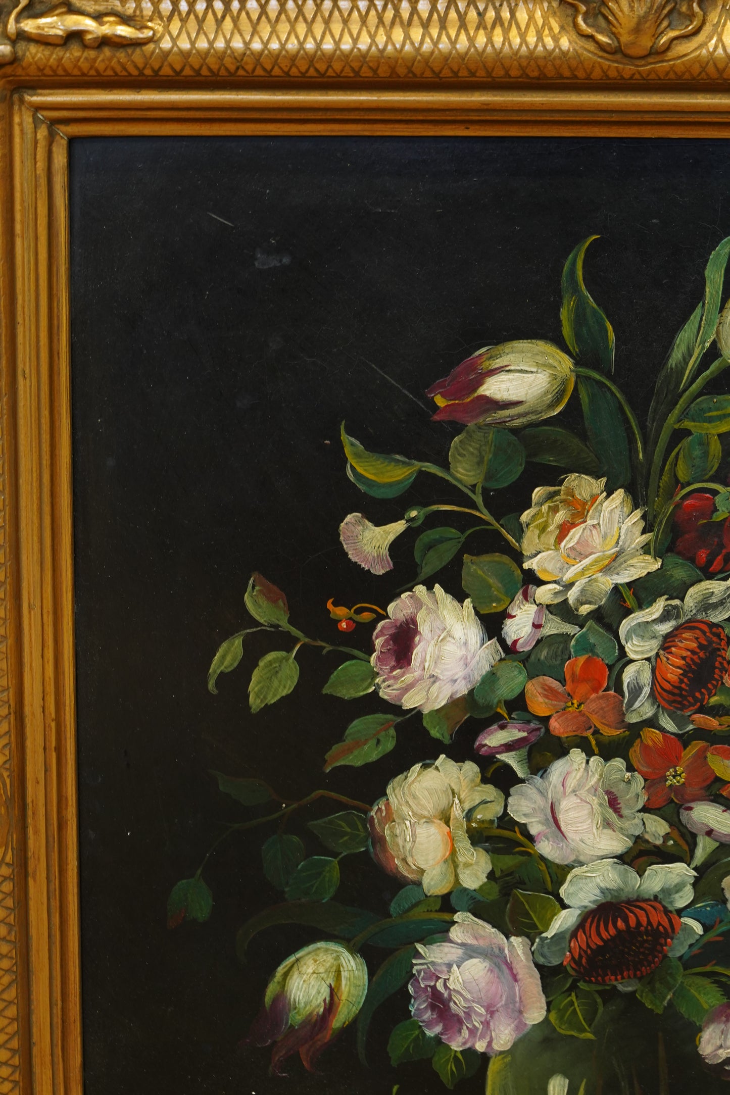Signed Floral Still Life Oil Painting, Dutch Manner, Mid-20th Century