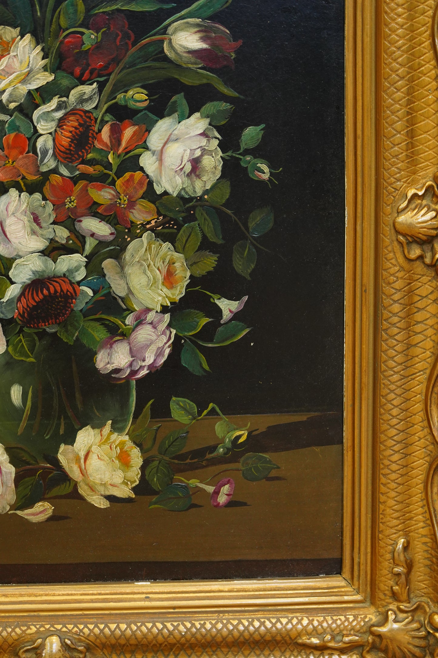 Signed Floral Still Life Oil Painting, Dutch Manner, Mid-20th Century