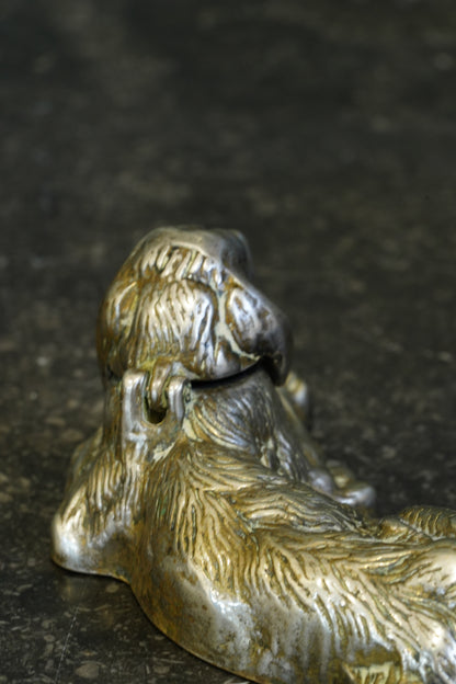 *RESERVED* Antique Victorian Silver Plated King Charles Spaniel Inkwell