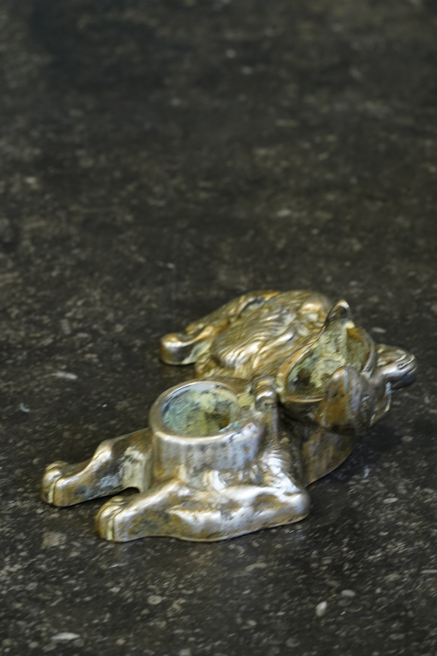 *RESERVED* Antique Victorian Silver Plated King Charles Spaniel Inkwell