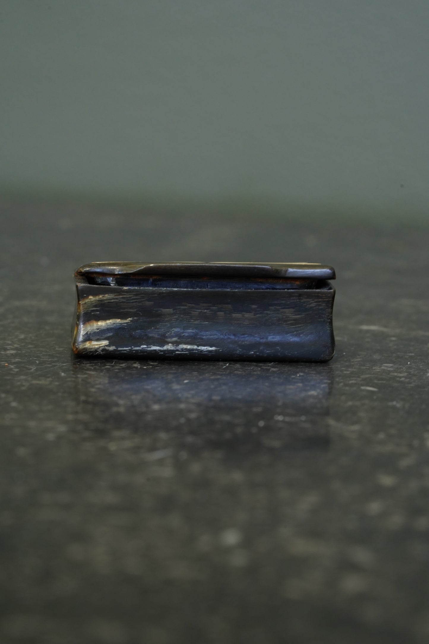 Antique English Horn Snuff Box with Bone Inlay