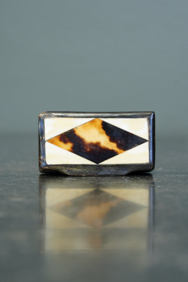 Antique English Horn Snuff Box with Bone Inlay secondary view