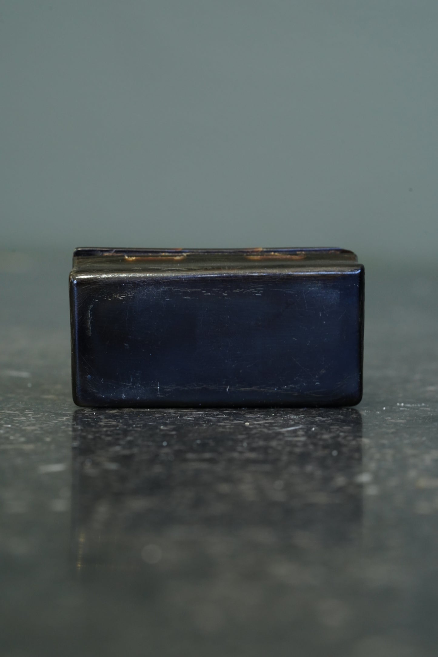 Antique English Horn Snuff Box with Bone Inlay