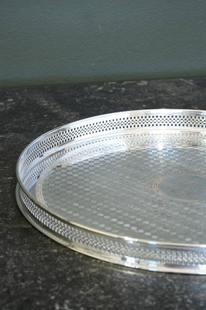 Vintage English Silverplate Gallery Tray with Engraved Presentation, 1991