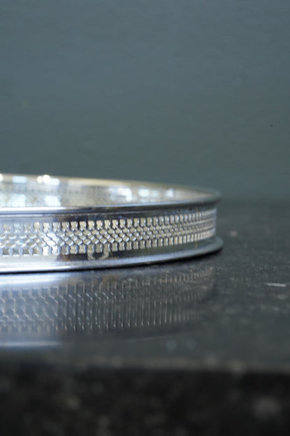 Vintage English Silverplate Gallery Tray with Engraved Presentation, 1991