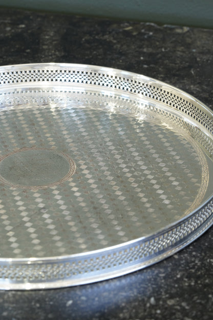 Vintage English Silverplate Gallery Tray with Engraved Presentation, 1991