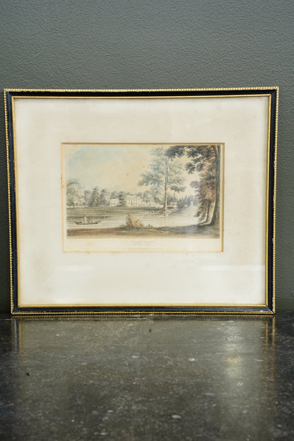 Antique Hand-Colored Engraving, Stoke Place Buckinghamshire, Ackermann 1824