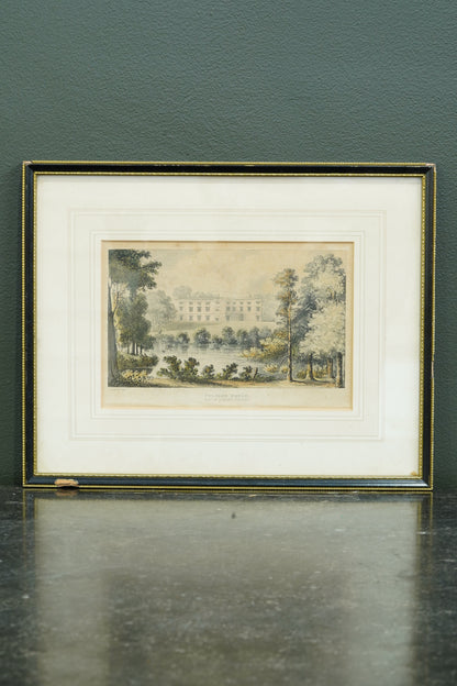 Antique Engraving Fulford House Devon, After J. Gendall, Ackermann, Circa 1826
