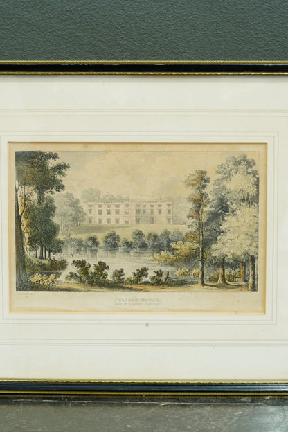 Antique Engraving Fulford House Devon, After J. Gendall, Ackermann, Circa 1826