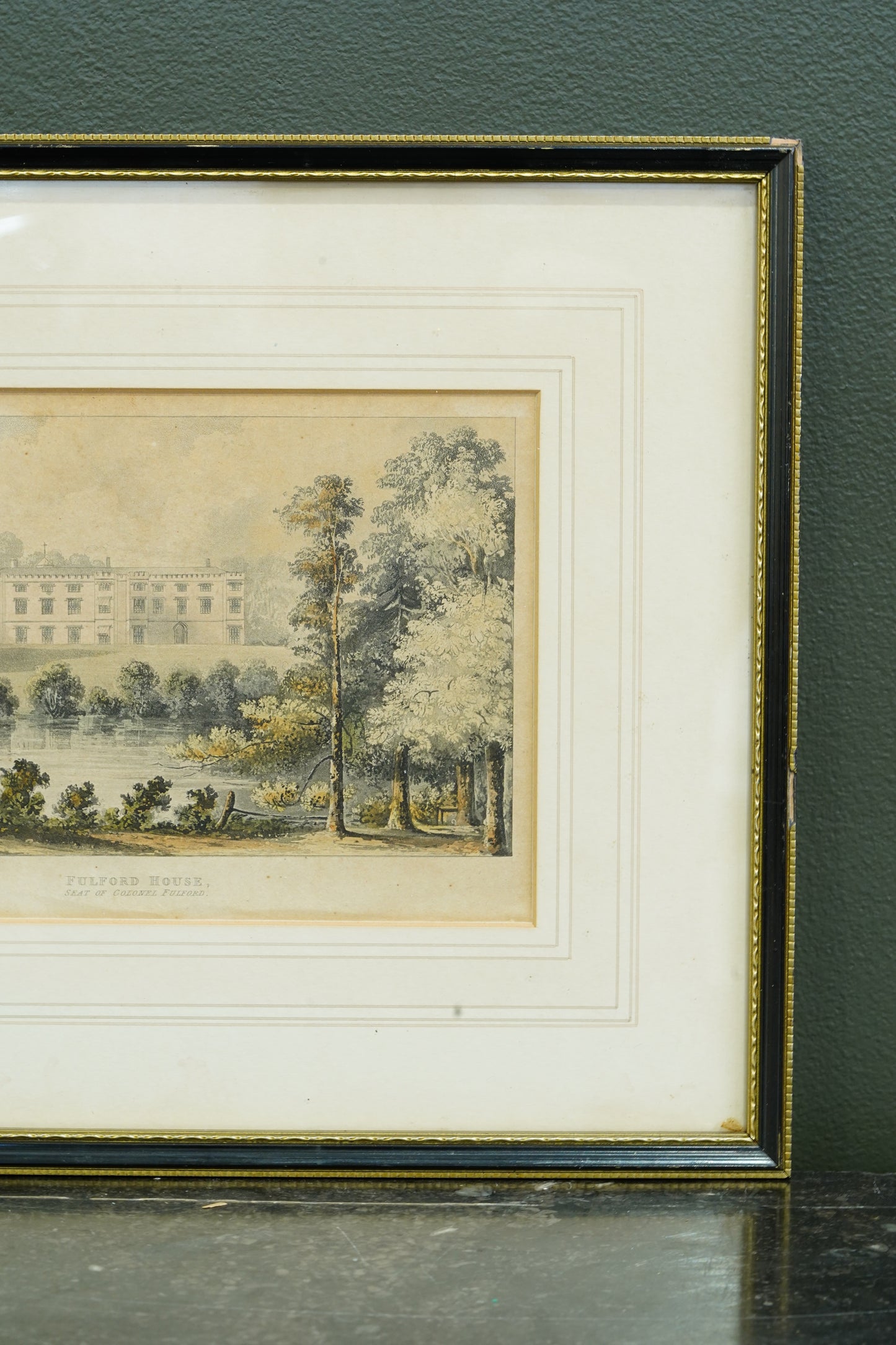 Antique Engraving Fulford House Devon, After J. Gendall, Ackermann, Circa 1826