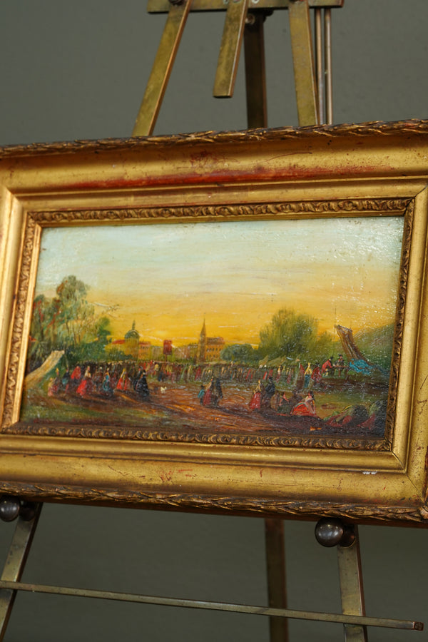 French School Riverside Festival Scene, Oil on Panel, Circa 1860 secondary view