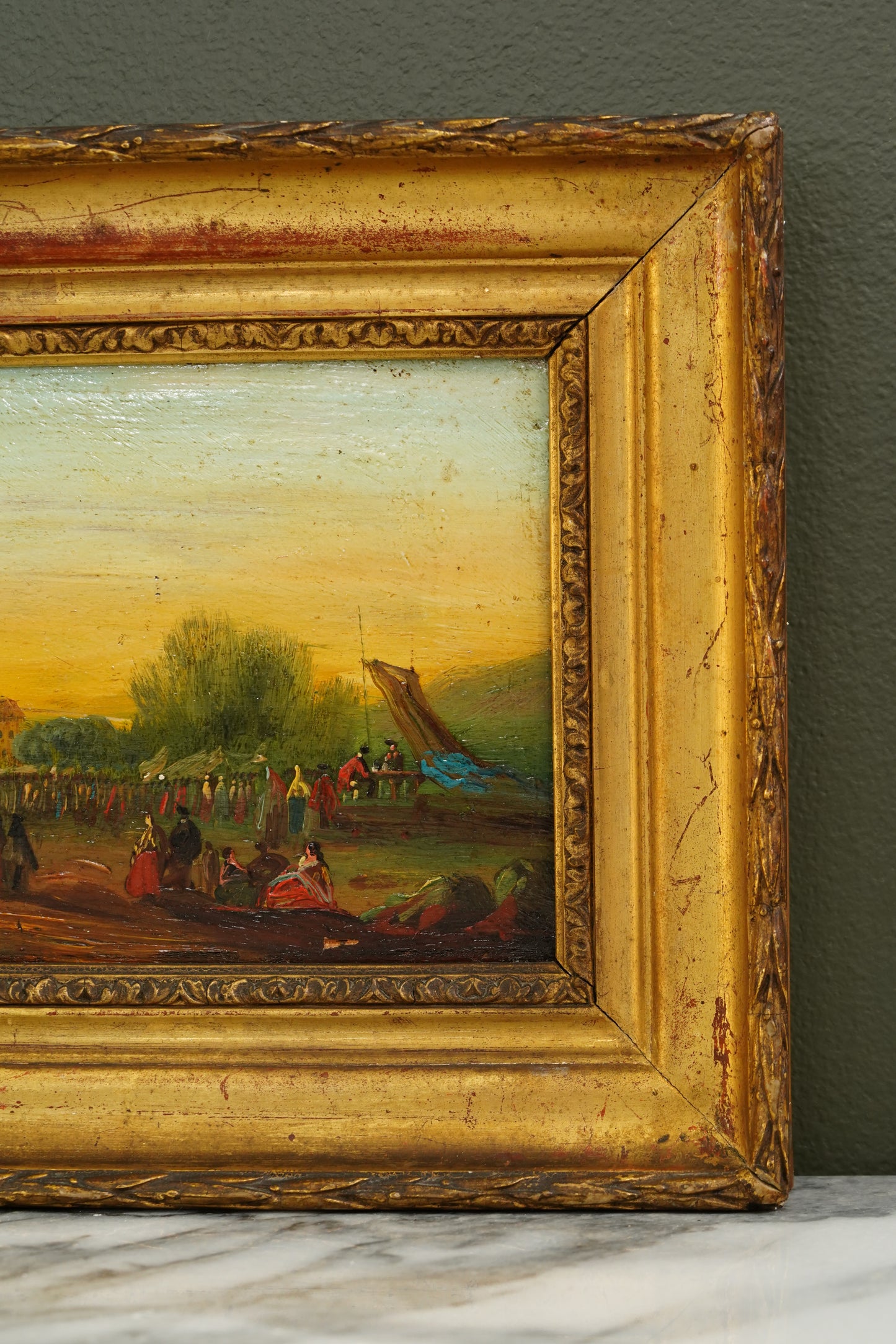 French School Riverside Festival Scene, Oil on Panel, Circa 1860