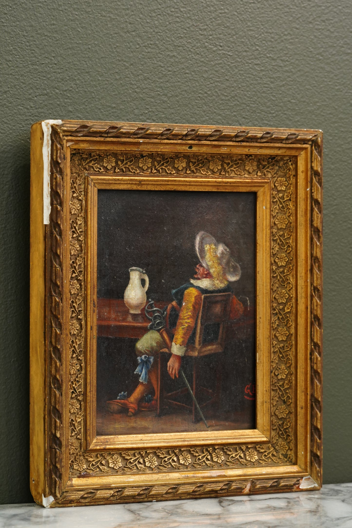 European Cavalier Cabinet Picture, Manner of Meissonier, Ca. 1900