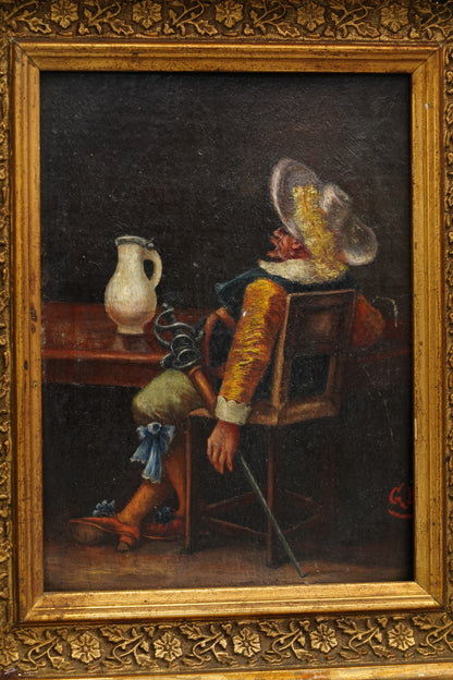 European Cavalier Cabinet Picture, Manner of Meissonier, Ca. 1900