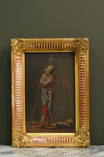 Pair 19th Century Continental School Warrior Cabinet Paintings after Salvator Rosa