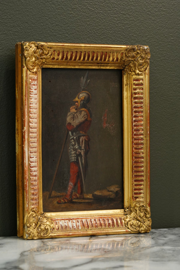 Pair 19th Century Continental School Warrior Cabinet Paintings after Salvator Rosa secondary view