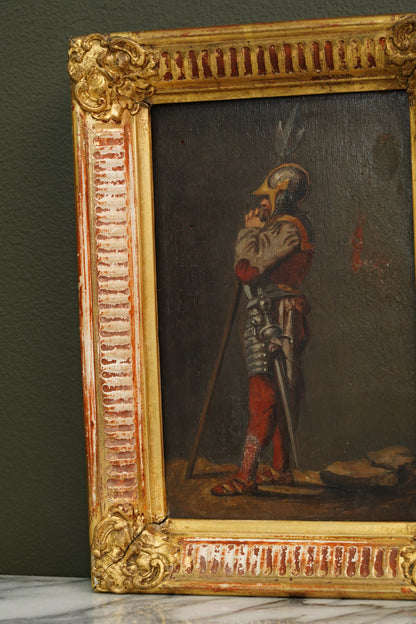 Pair 19th Century Continental School Warrior Cabinet Paintings after Salvator Rosa