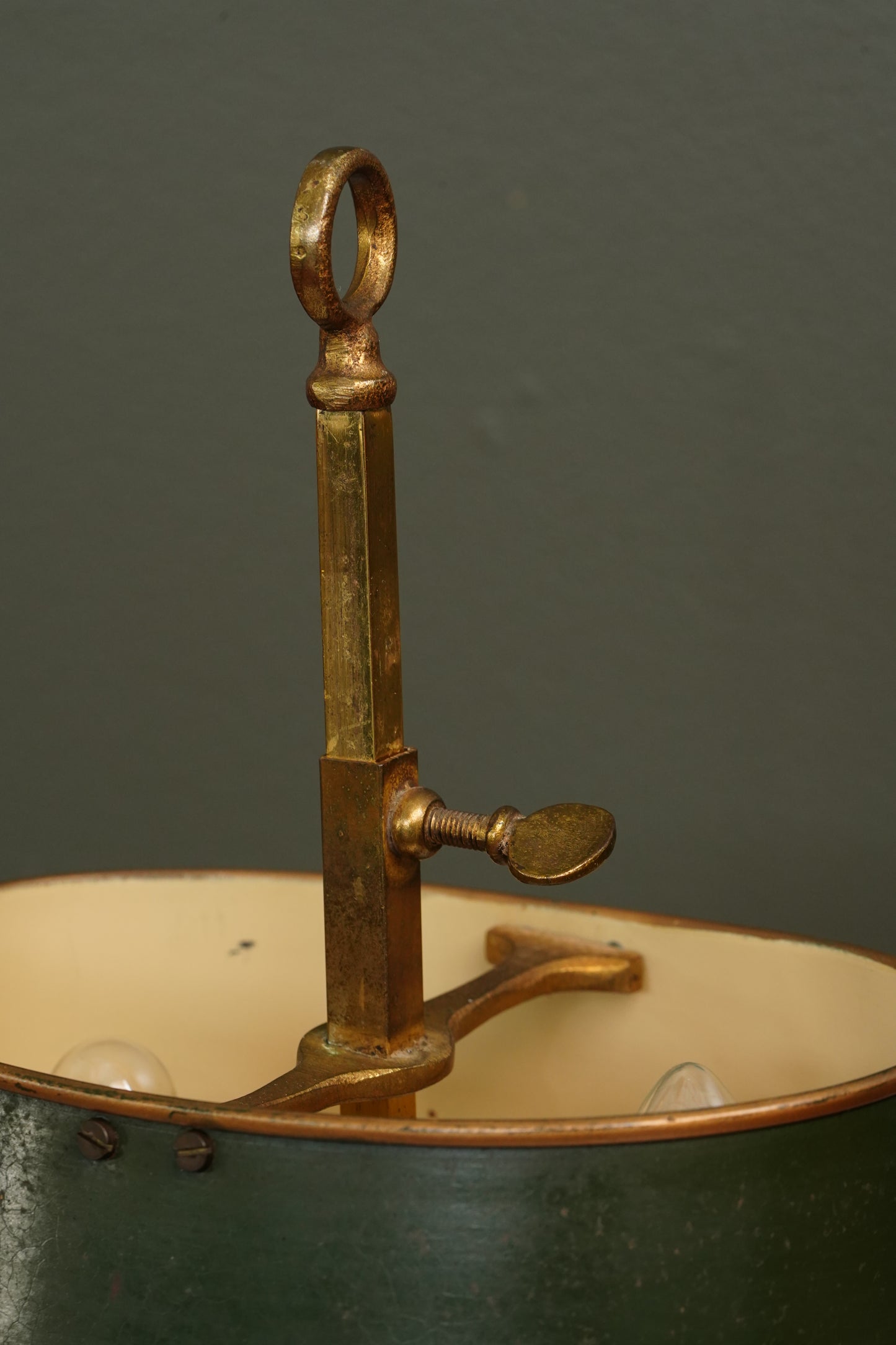French Bouillotte Lamp with Green Tole Shade