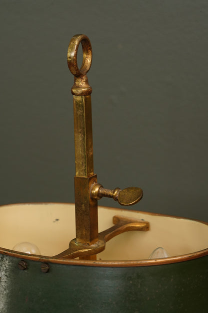 French Bouillotte Lamp with Green Tole Shade