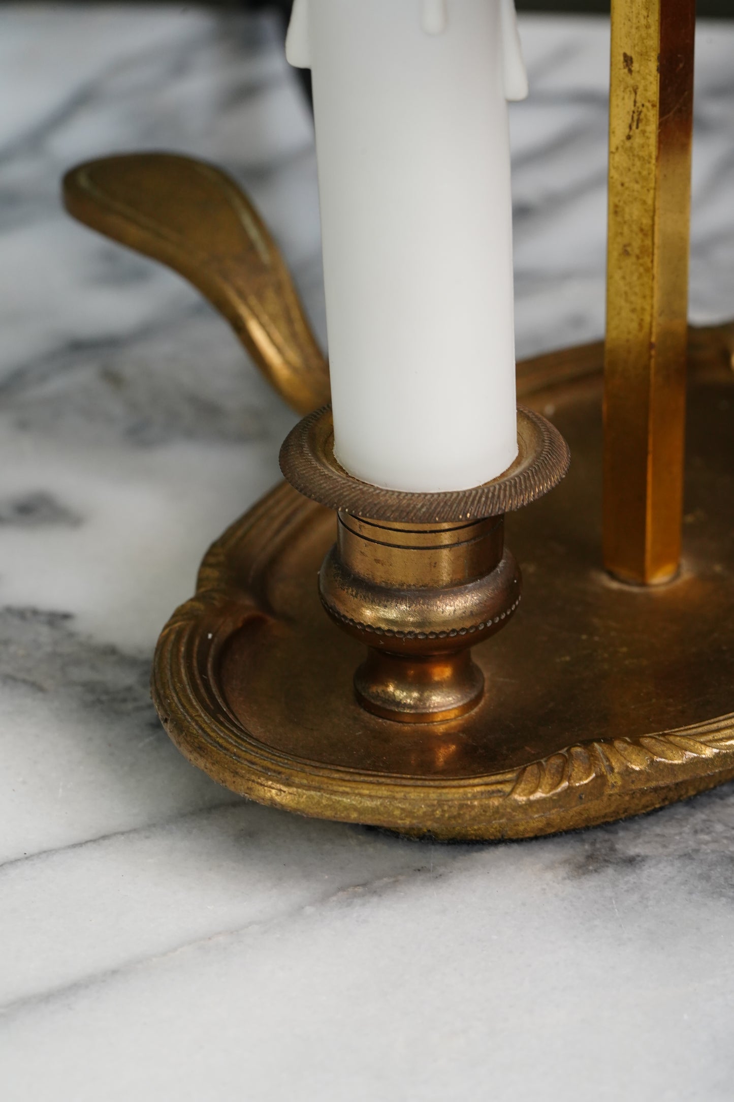 French Bouillotte Lamp with Green Tole Shade