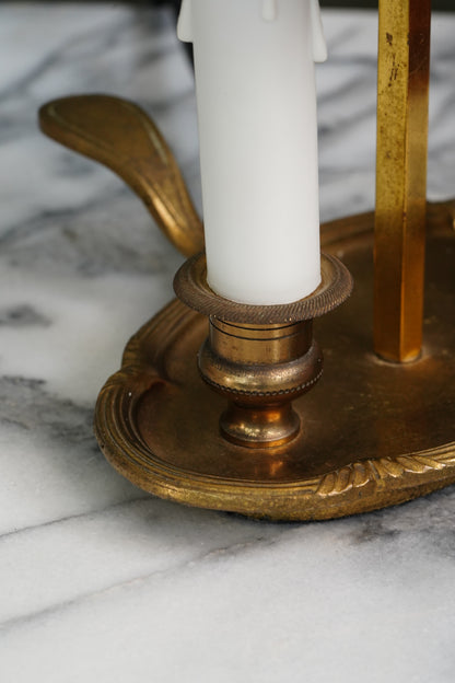 French Bouillotte Lamp with Green Tole Shade