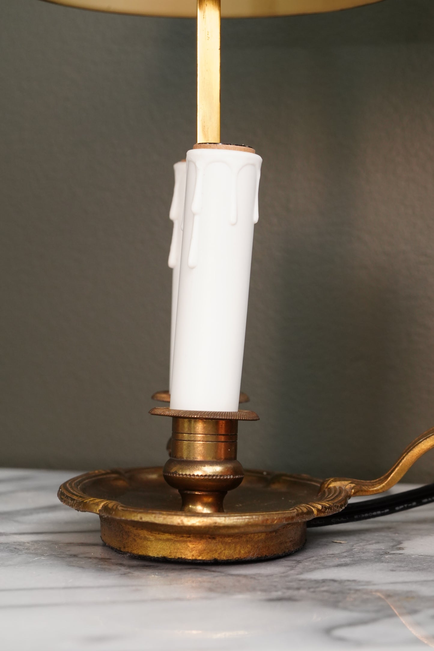 French Bouillotte Lamp with Green Tole Shade