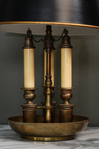 French Bouillotte-Style Lamp with Black Tole Shade