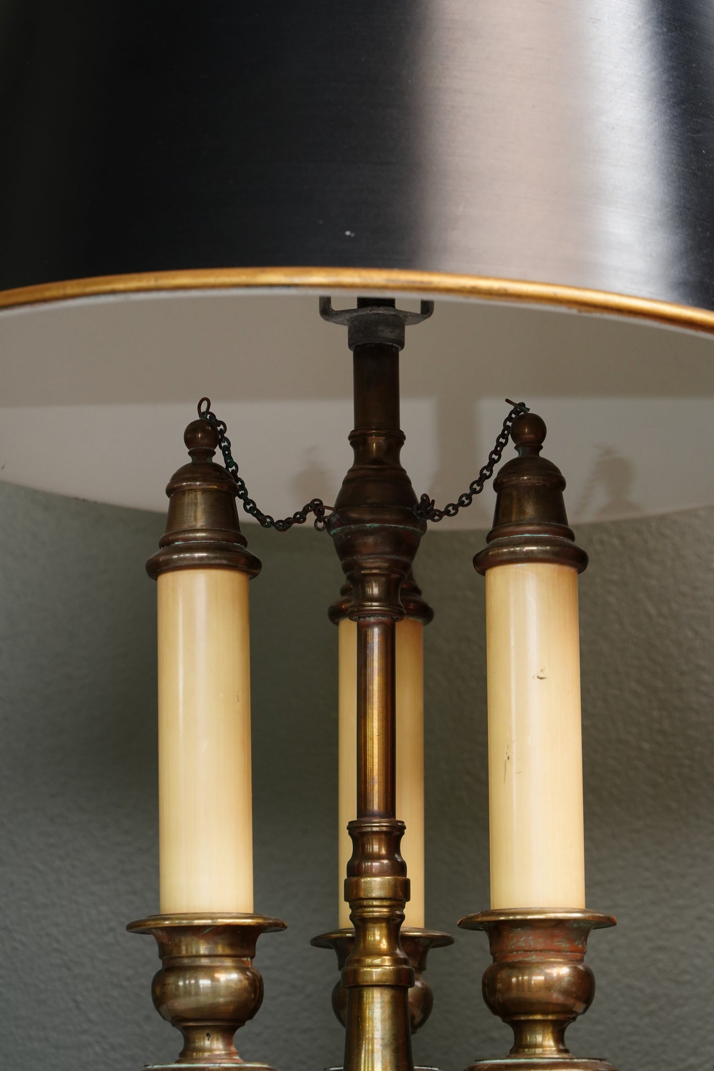 French Bouillotte-Style Lamp with Black Tole Shade