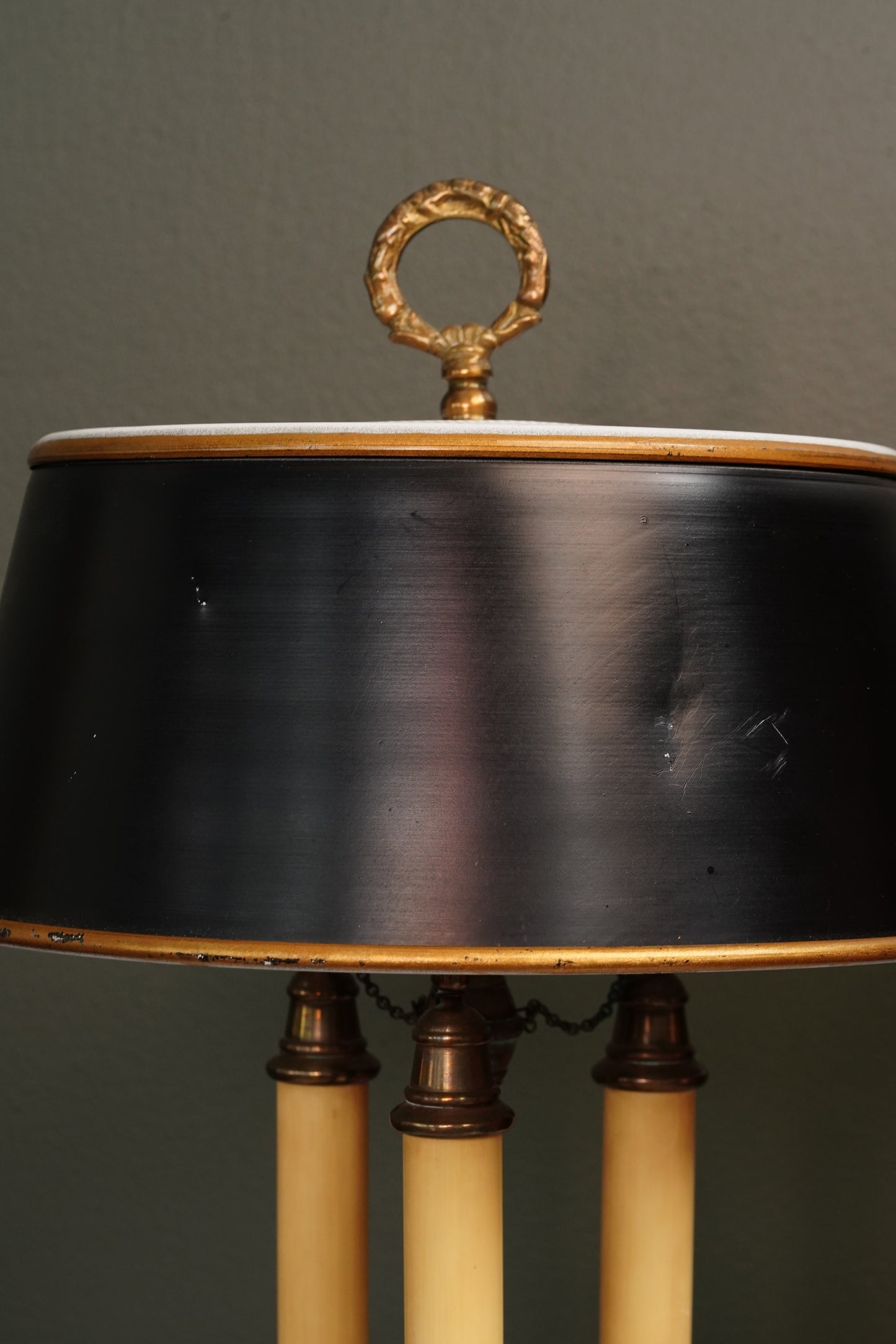 French Bouillotte-Style Lamp with Black Tole Shade