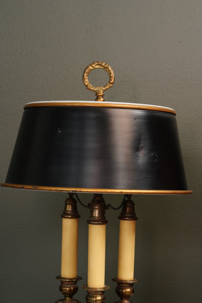 French Bouillotte-Style Lamp with Black Tole Shade
