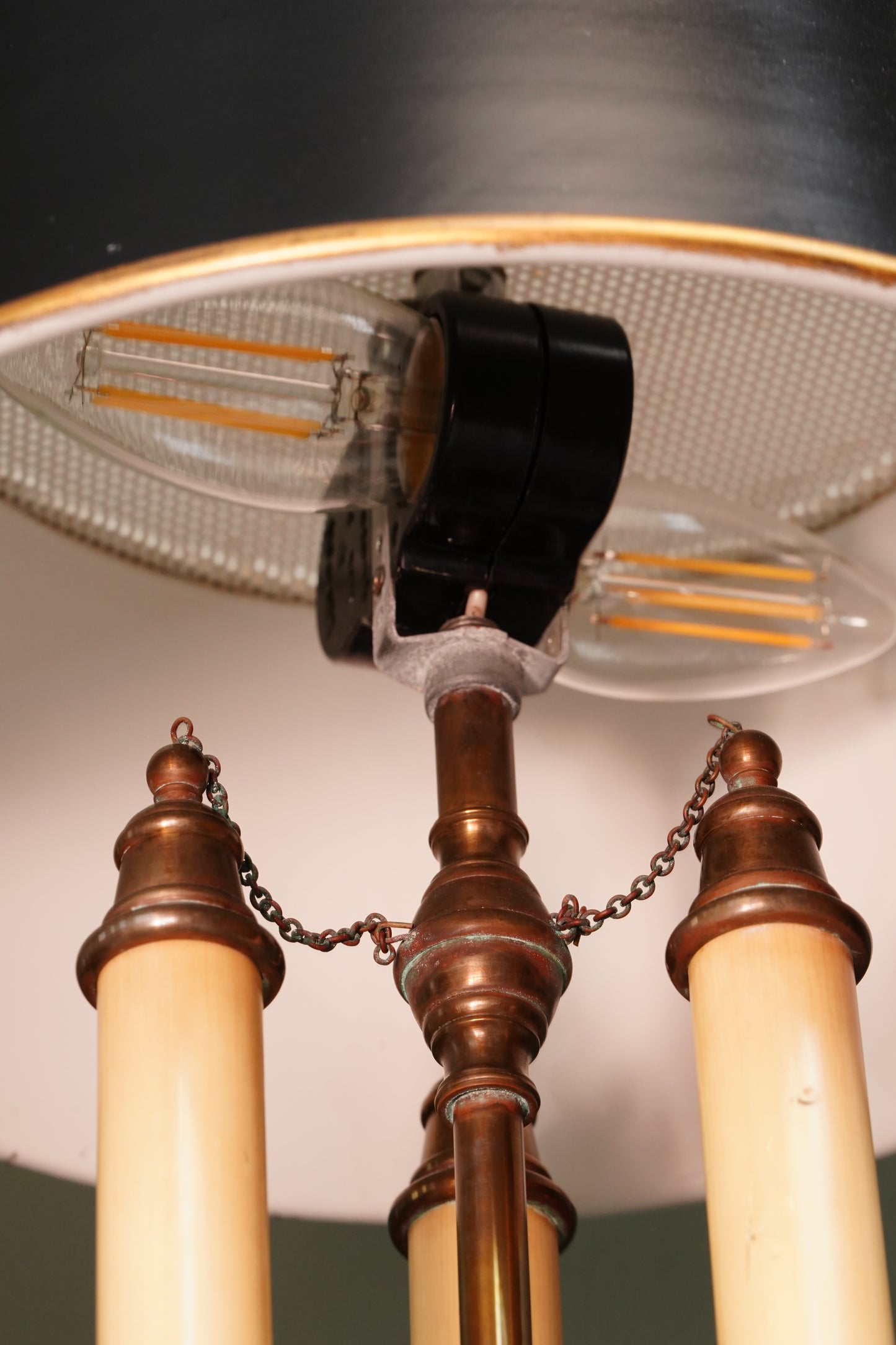 French Bouillotte-Style Lamp with Black Tole Shade