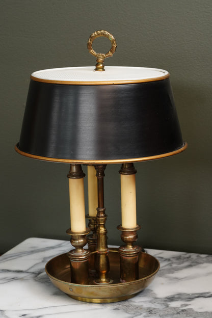 French Bouillotte-Style Lamp with Black Tole Shade