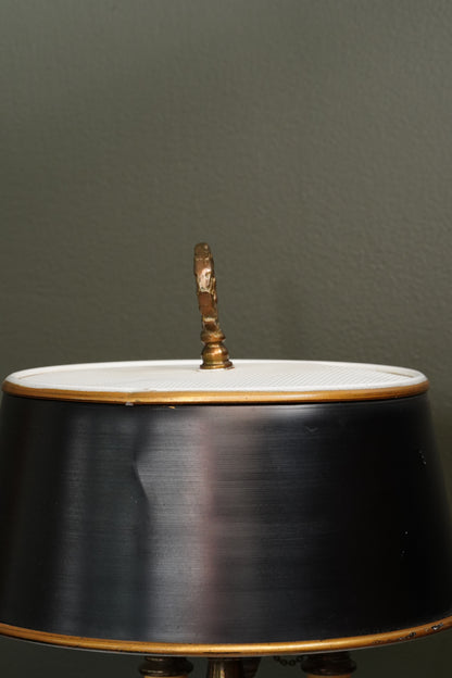 French Bouillotte-Style Lamp with Black Tole Shade