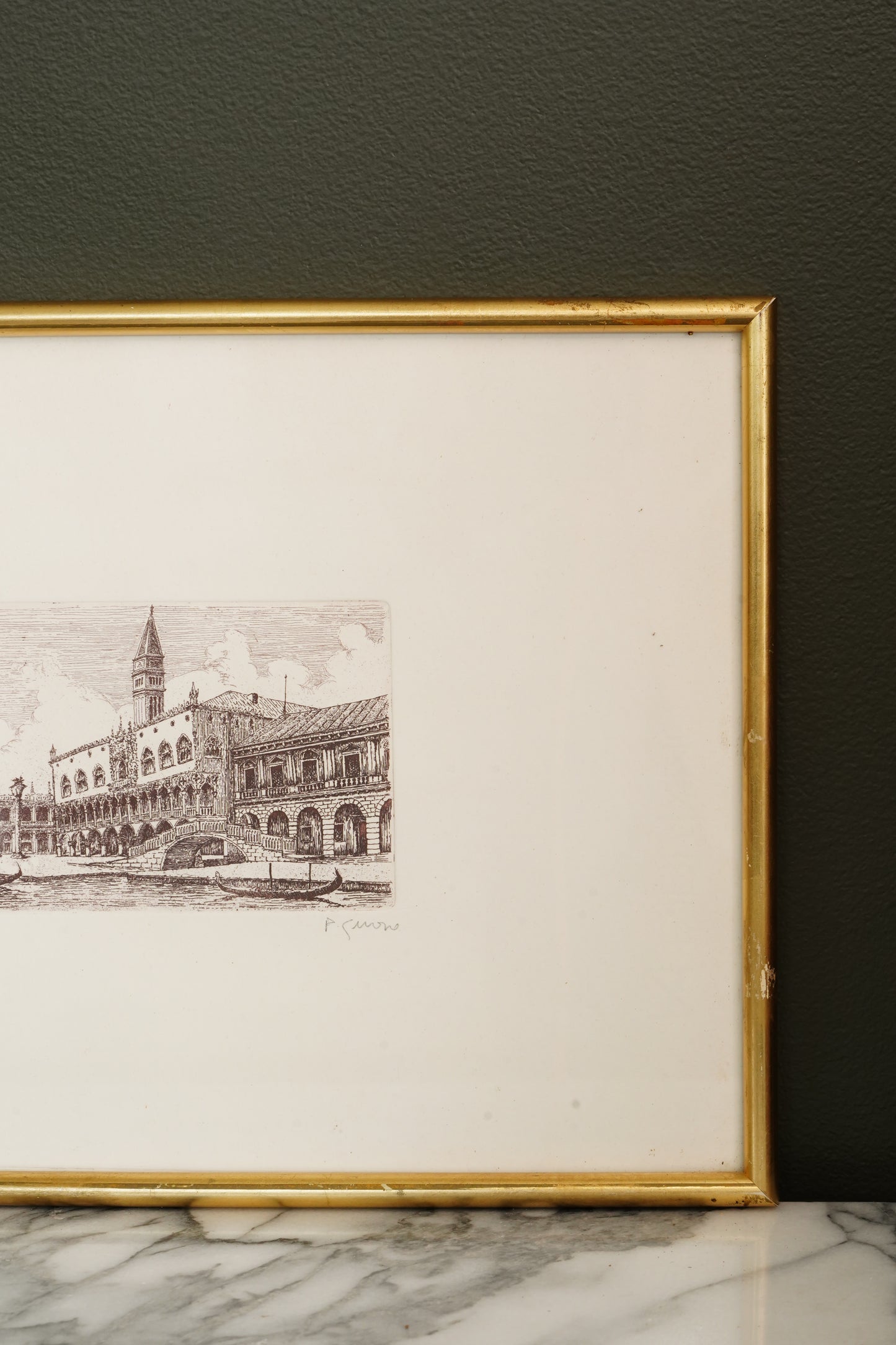 Pair of Italian Venetian Veduta Etchings, Signed and Numbered, 20th Century
