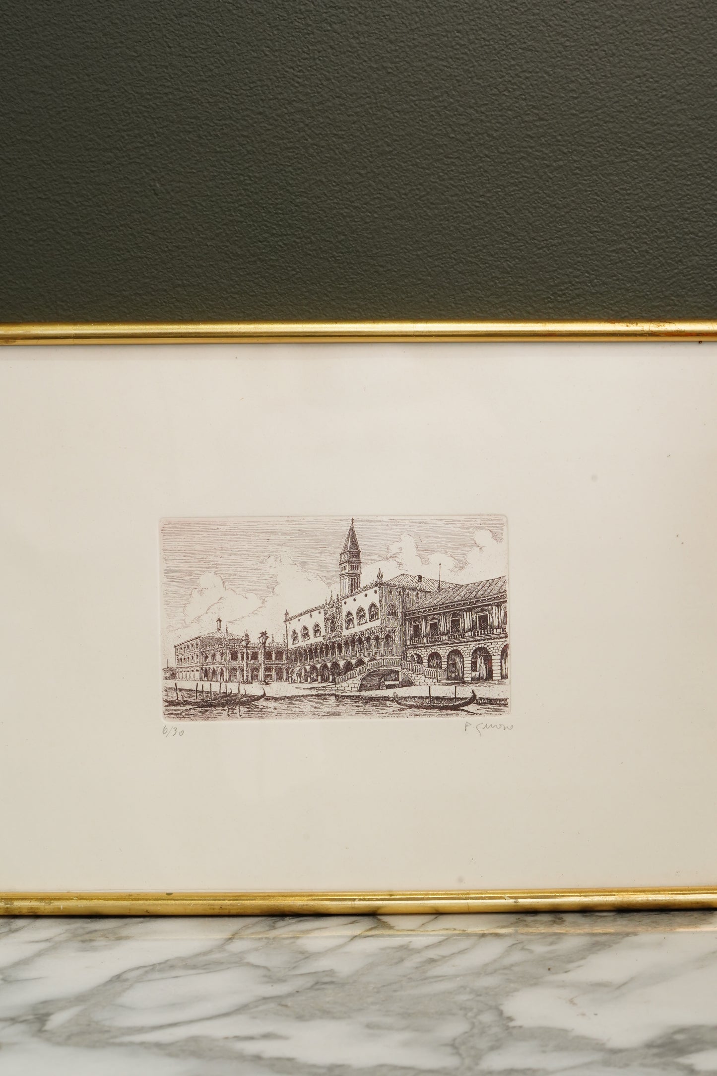 Pair of Italian Venetian Veduta Etchings, Signed and Numbered, 20th Century