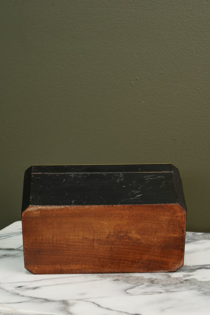 French Napoleon III Ebonized Tea Caddy with Mother of Pearl and Brass Inlay, Circa 1870