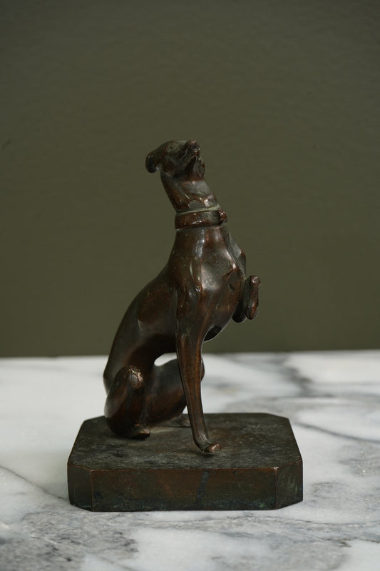 Antique French Bronze Sighthound Figure Dated 1905