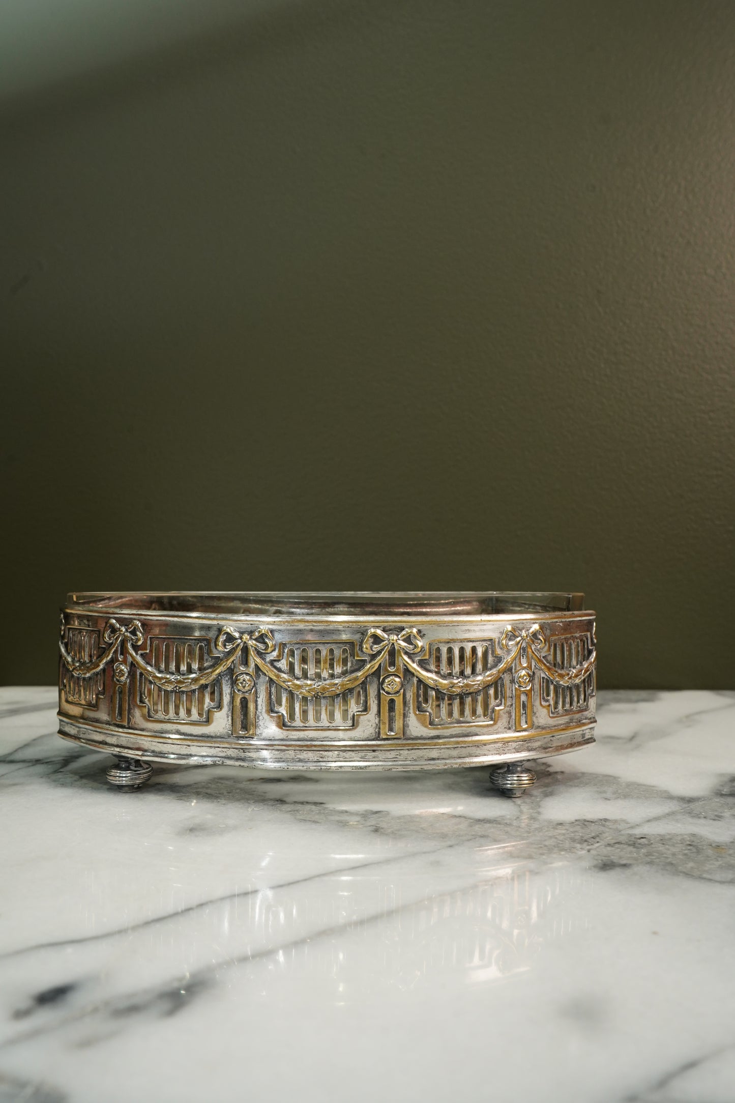 Antique Silverplate Demilune Jardinieres - Pair