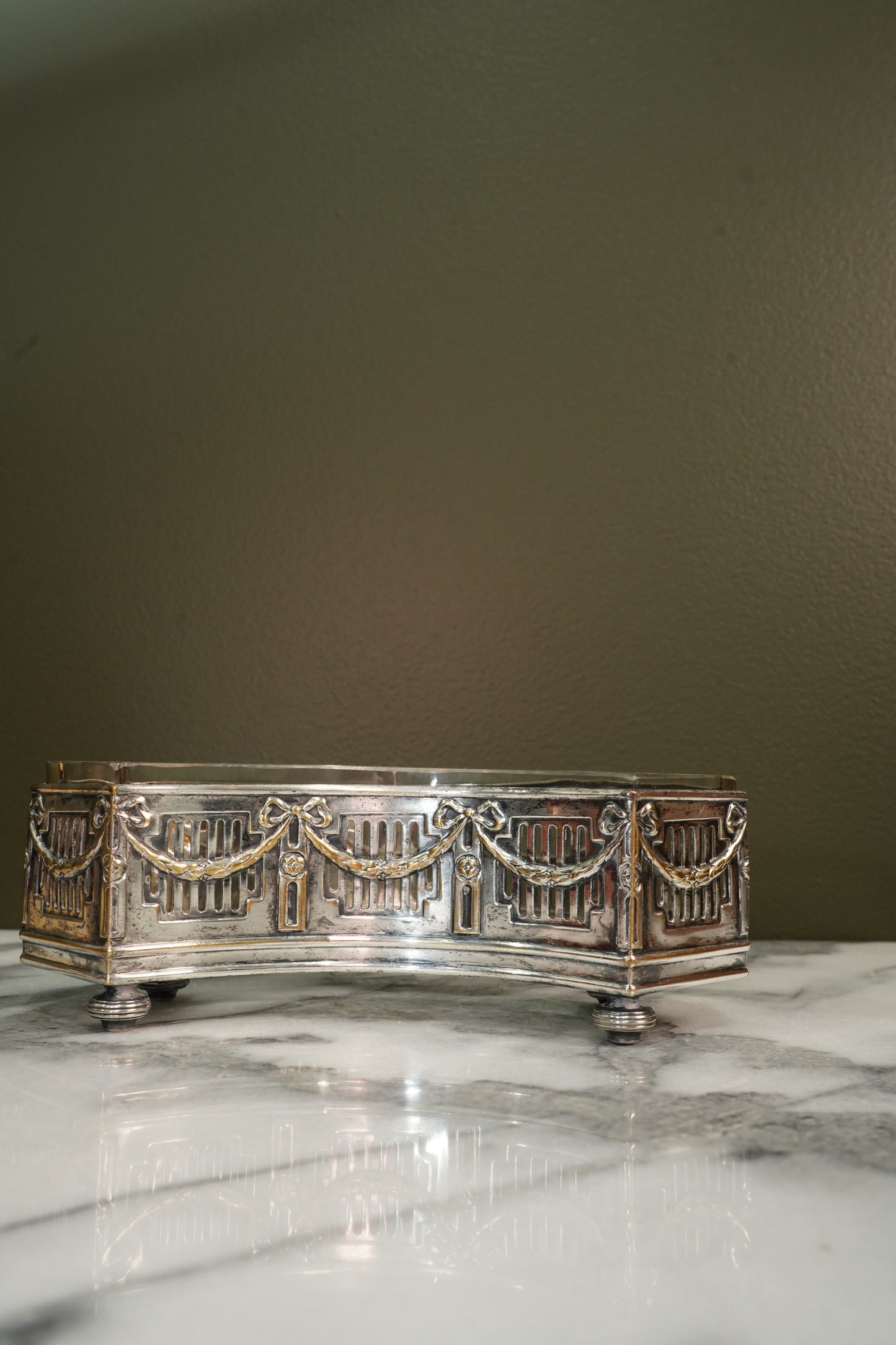 Antique Silverplate Demilune Jardinieres - Pair