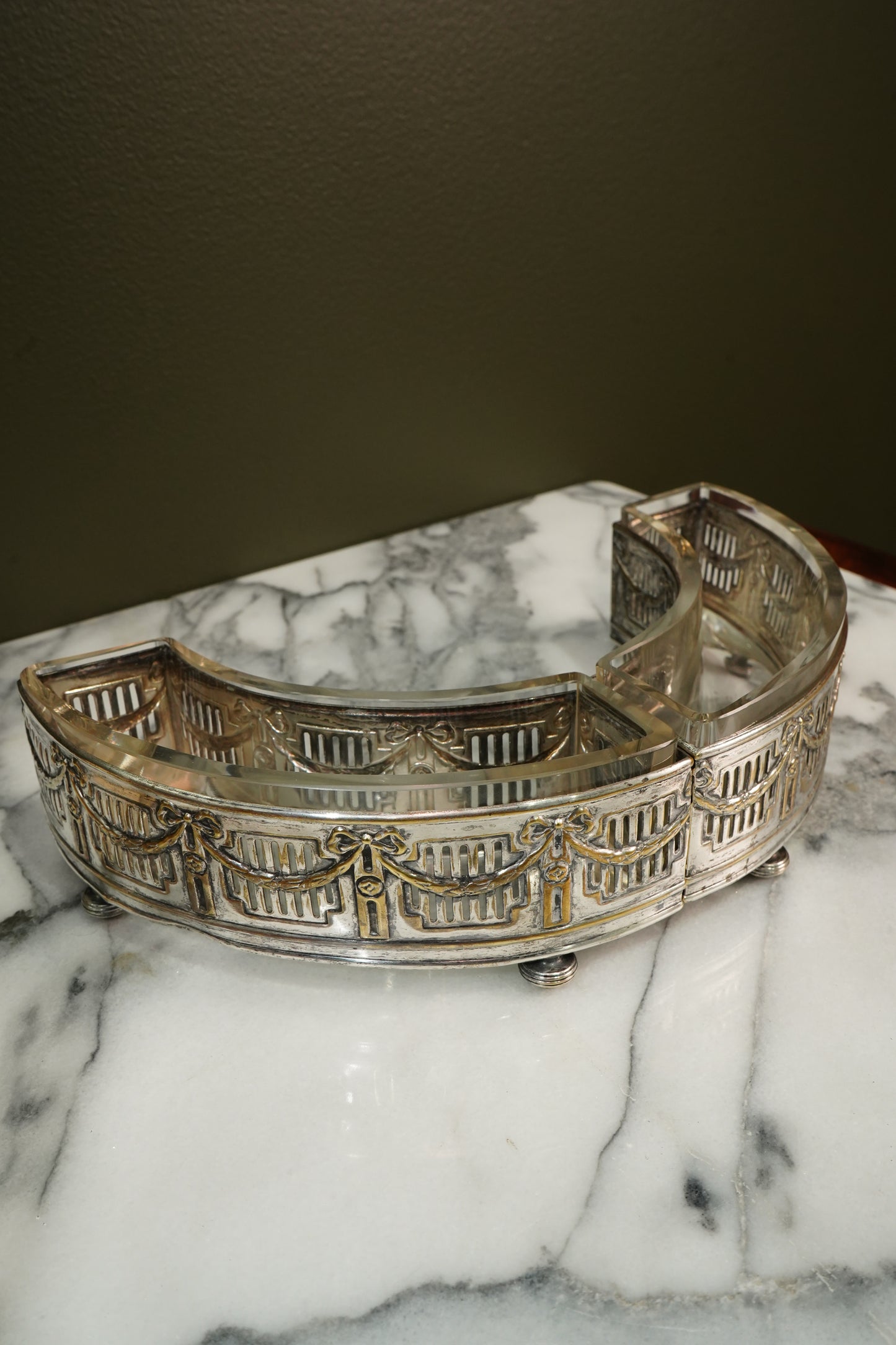 Antique Silverplate Demilune Jardinieres - Pair