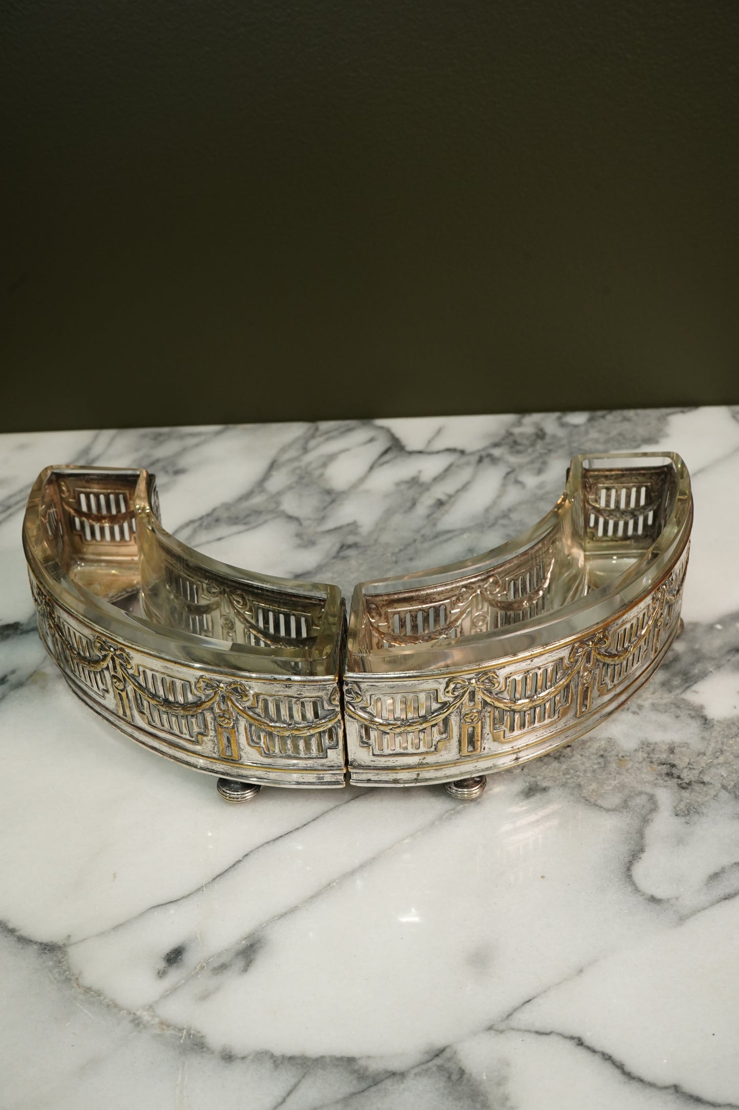 Antique Silverplate Demilune Jardinieres - Pair