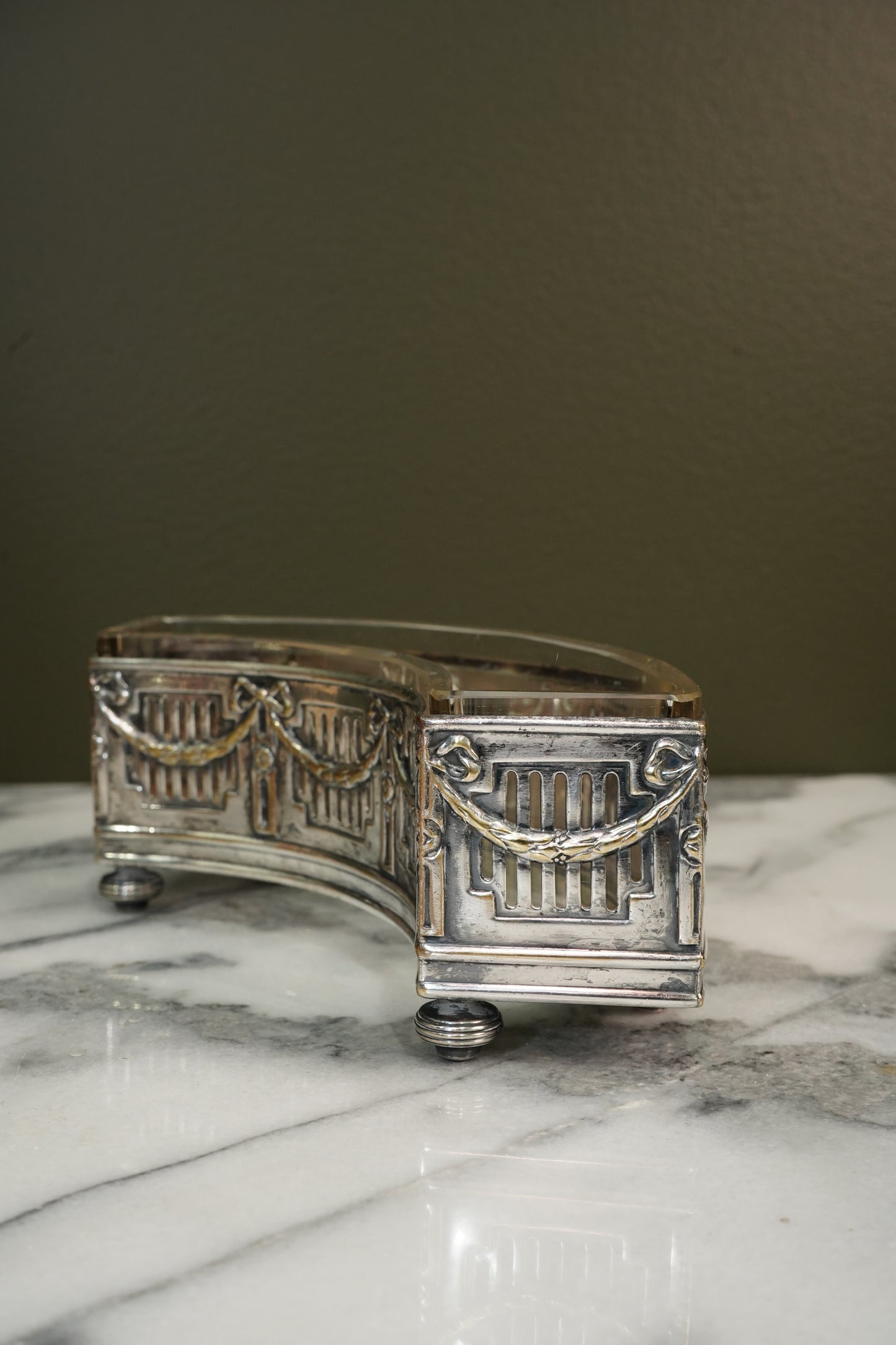 Antique Silverplate Demilune Jardinieres - Pair