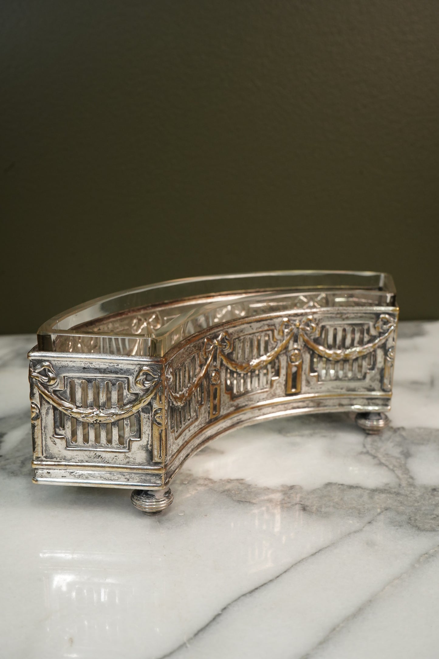Antique Silverplate Demilune Jardinieres - Pair