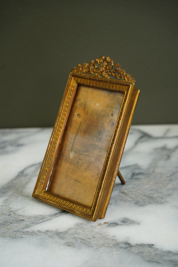 Mini Antique French Louis XVI Gilt Brass Picture Frame, Circa 1900 secondary view