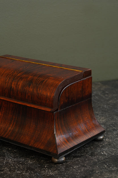 Antique Rosewood Sarcophagus Tea Caddy