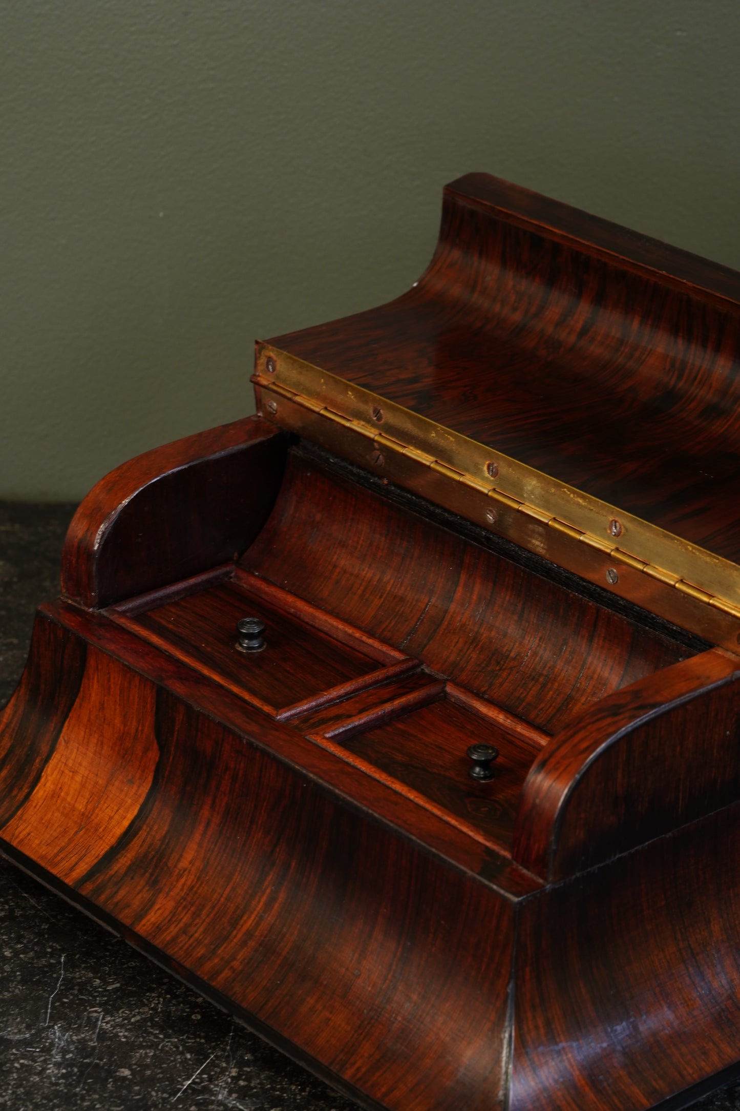 Antique Rosewood Sarcophagus Tea Caddy