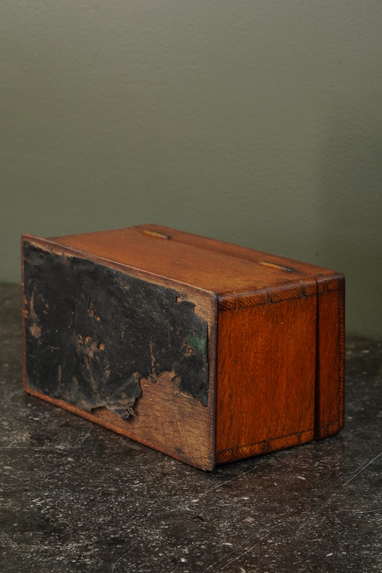 Antique English Oak Answered and Unanswered Letter Box, Circa 1900