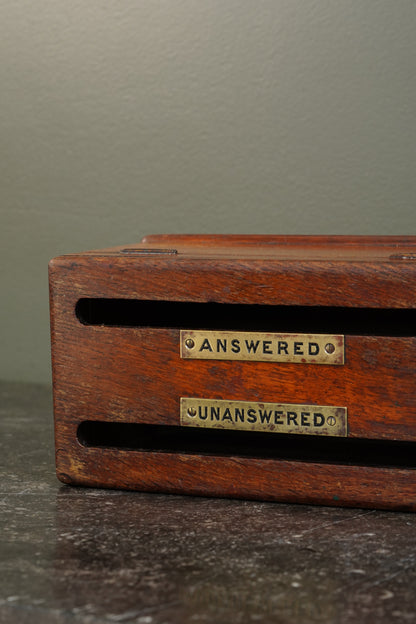 Antique English Oak Answered and Unanswered Letter Box, Circa 1900