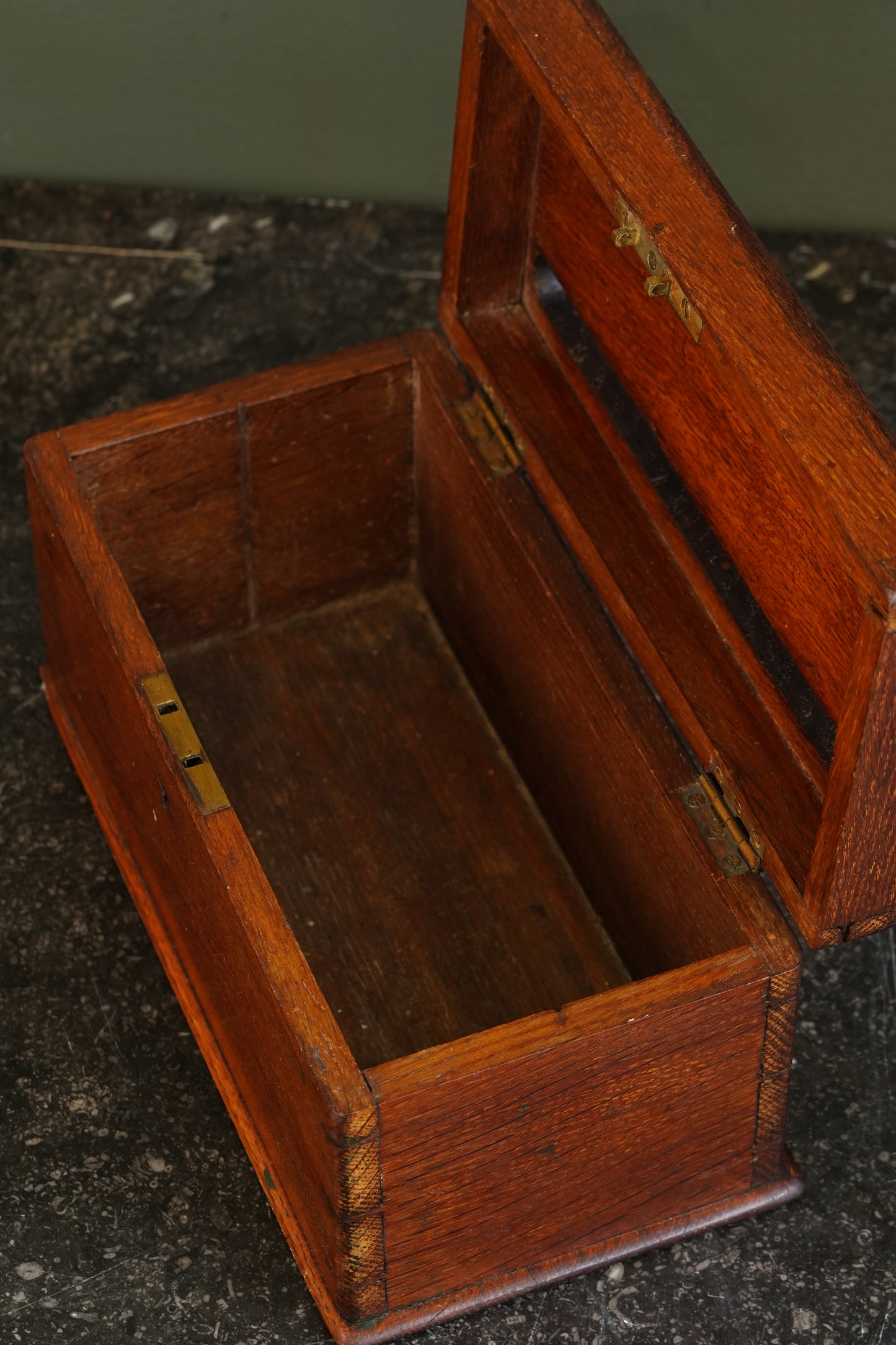 Antique English Oak Answered and Unanswered Letter Box, Circa 1900