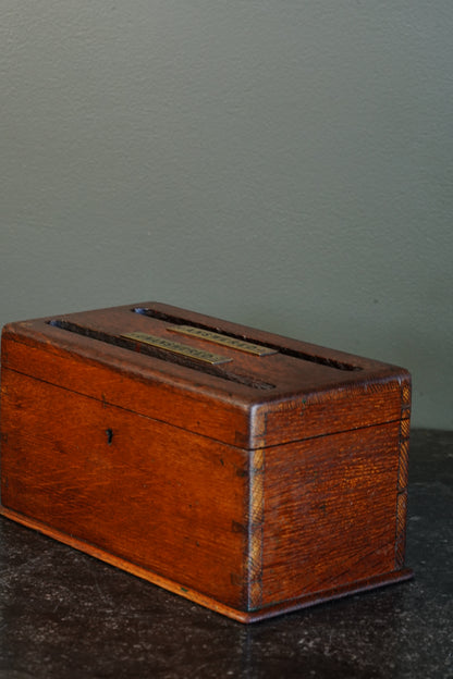 Antique English Oak Answered and Unanswered Letter Box, Circa 1900